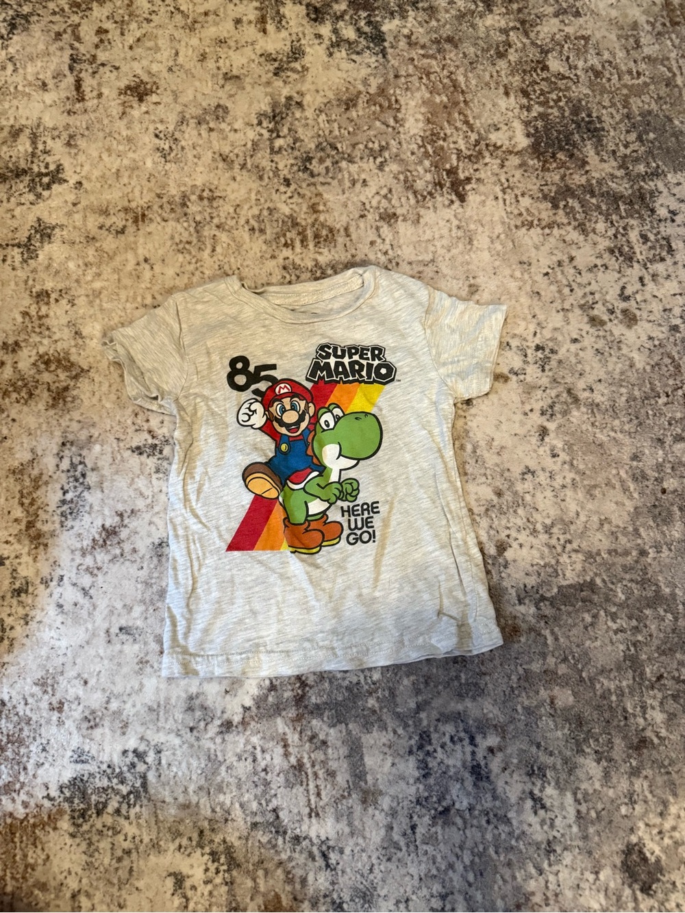 Super Mario Kids' Gray Graphic Tee with Mario & Yoshi